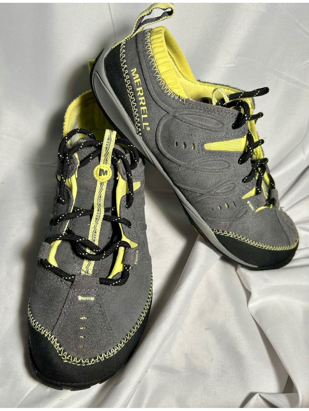 Merrell Barefoot Contour Glove Womens 6.5 Castle Rock Gray Yellow Vibram hiking